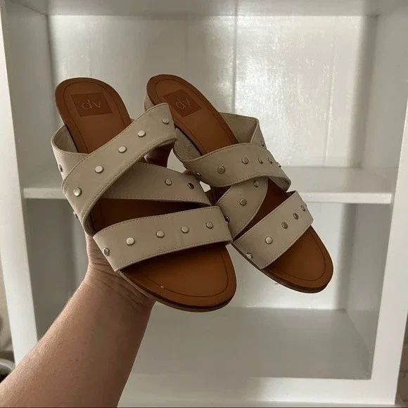 DV Dolce Vita Studded Criss Cross Strap Open Toe Slip On sandals - Picture 2 of 8